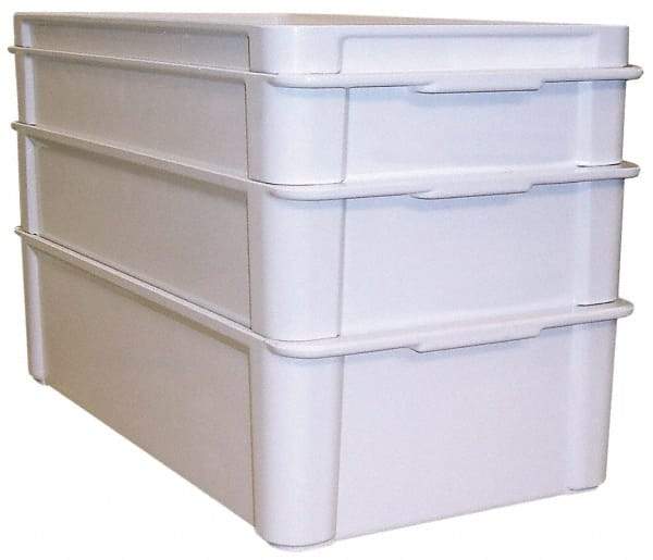 MFG Tray - 300 Lb Load Capacity White Fiberglass Tote Container - Stacking, 23.4" Long x 12" Wide x 6" High - Industrial Tool & Supply