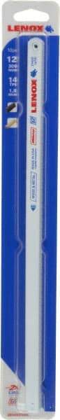 Lenox - 12" Long, 14 Teeth per Inch, Bi-Metal Hand Hacksaw Blade - Toothed Edge, 1/2" Wide x 0.025" Thick, Flexible - Industrial Tool & Supply
