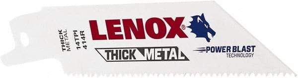 Lenox - 4" Long x 3/4" Thick, Bi-Metal Reciprocating Saw Blade - Tapered Profile, 14 TPI, Toothed Edge, Universal Shank - Industrial Tool & Supply