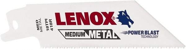 Lenox - 4" Long x 3/4" Thick, Bi-Metal Reciprocating Saw Blade - Tapered Profile, 18 TPI, Toothed Edge, Universal Shank - Industrial Tool & Supply