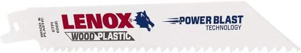 Lenox - 6" Long x 3/4" Thick, Bi-Metal Reciprocating Saw Blade - Tapered Profile, 6 TPI, Toothed Edge, Universal Shank - Industrial Tool & Supply