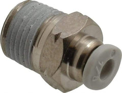 Norgren - 1/8" Tube OD, 1/8 NPTF Brass Push-to-Connect Tube Male Connector - Tube to Male NPT Connection, 150 Max psi, Nitrile O-Ring, 0 to 175°F Working Temp - Industrial Tool & Supply