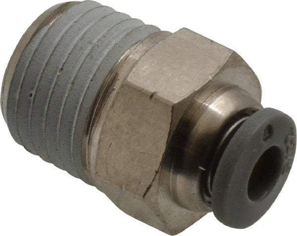 Norgren - 5/32" Tube OD, 1/4 NPTF Brass Push-to-Connect Tube Male Connector - Tube to Male NPT Connection, 150 Max psi, Nitrile O-Ring, 0 to 175°F Working Temp - Industrial Tool & Supply