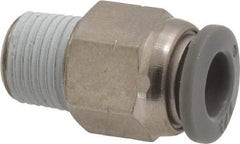 Norgren - 1/4" Tube OD, 1/8 NPTF Brass Push-to-Connect Tube Male Connector - Tube to Male NPT Connection, 150 Max psi, Nitrile O-Ring, 0 to 175°F Working Temp - Industrial Tool & Supply