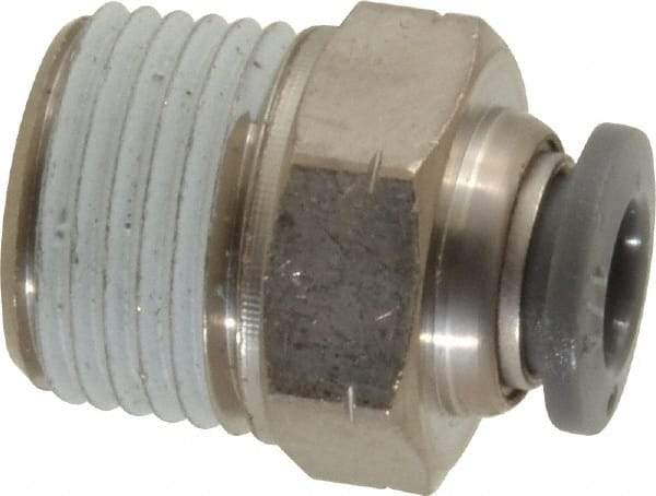 Norgren - 1/4" Tube OD, 3/8 NPTF Brass Push-to-Connect Tube Male Connector - Tube to Male NPT Connection, 150 Max psi, Nitrile O-Ring, 0 to 175°F Working Temp - Industrial Tool & Supply