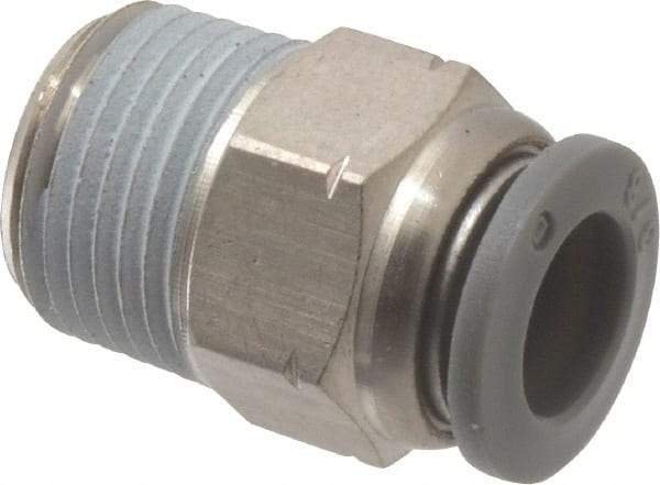 Norgren - 3/8" Tube OD, 3/8 NPTF Brass Push-to-Connect Tube Male Connector - Tube to Male NPT Connection, 150 Max psi, Nitrile O-Ring, 0 to 175°F Working Temp - Industrial Tool & Supply