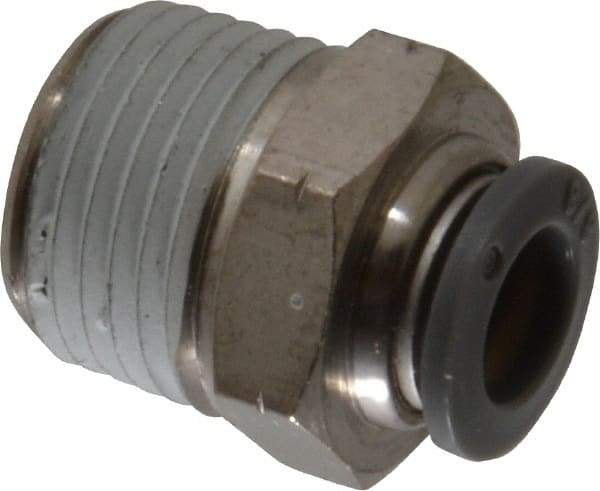 Norgren - 3/8" Tube OD, 1/2 NPTF Brass Push-to-Connect Tube Male Connector - Tube to Male NPT Connection, 150 Max psi, Nitrile O-Ring, 0 to 175°F Working Temp - Industrial Tool & Supply
