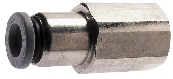 Norgren - 3/8" Tube OD, 3/8 NPTF Brass Push-to-Connect Tube Female Connector - Tube to Female NPT Connection, 150 Max psi, Nitrile O-Ring, 0 to 175°F Working Temp - Industrial Tool & Supply