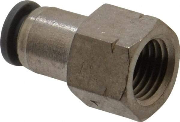 Norgren - 1/4" Tube OD, 1/4 NPTF Brass Push-to-Connect Tube Female Connector - Tube to Female NPT Connection, 150 Max psi, Nitrile O-Ring, 0 to 175°F Working Temp - Industrial Tool & Supply