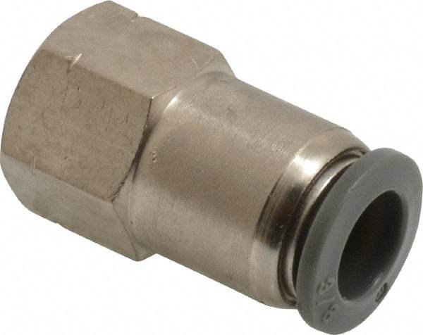 Norgren - 3/8" Tube OD, 1/4 NPTF Brass Push-to-Connect Tube Female Connector - Tube to Female NPT Connection, 150 Max psi, Nitrile O-Ring, 0 to 175°F Working Temp - Industrial Tool & Supply