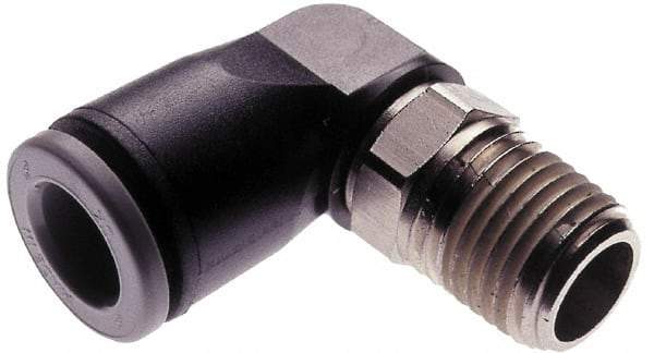 Norgren - 3/8" Tube OD, 1/2 NPTF Brass Push-to-Connect Tube Male Swivel Elbow - Tube to Male NPT Connection, 150 Max psi, Nitrile O-Ring, 0 to 175°F Working Temp - Industrial Tool & Supply