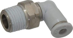 Norgren - 1/8" Tube OD, 1/8 NPTF Brass Push-to-Connect Tube Male Swivel Elbow - Tube to Male NPT Connection, 150 Max psi, Nitrile O-Ring, 0 to 175°F Working Temp - Industrial Tool & Supply