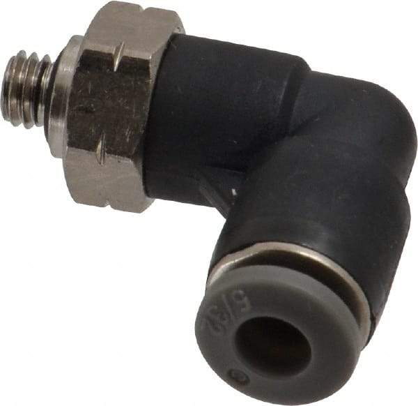 Norgren - 5/32" Tube OD, 10-32 UNF Brass Push-to-Connect Tube Male Swivel Elbow - Tube to Male UNF Connection, 150 Max psi, Nitrile O-Ring, 0 to 175°F Working Temp - Industrial Tool & Supply