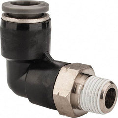 Norgren - 5/16" Tube OD, 1/8 NPTF Brass Push-to-Connect Tube Male Swivel Elbow - Tube to Male NPT Connection, 150 Max psi, Nitrile O-Ring, 0 to 175°F Working Temp - Industrial Tool & Supply