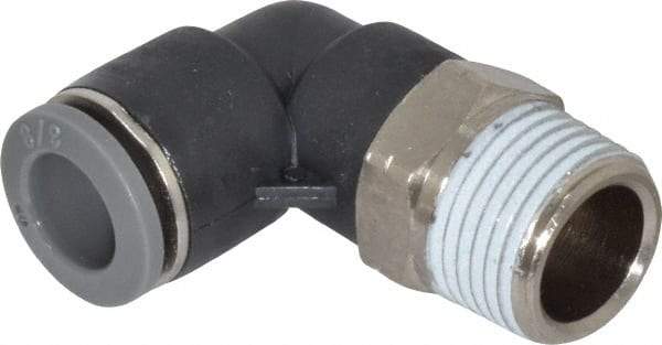 Norgren - 3/8" Tube OD, 3/8 NPTF Brass Push-to-Connect Tube Male Swivel Elbow - Tube to Male NPT Connection, 150 Max psi, Nitrile O-Ring, 0 to 175°F Working Temp - Industrial Tool & Supply