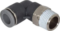 Norgren - 3/8" Tube OD, 3/8 NPTF Brass Push-to-Connect Tube Male Swivel Elbow - Tube to Male NPT Connection, 150 Max psi, Nitrile O-Ring, 0 to 175°F Working Temp - Industrial Tool & Supply