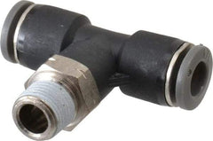 Norgren - 1/4" Tube OD, 1/8 NPTF Brass Push-to-Connect Tube Male Swivel Branch Tee - Tube to Male NPT Connection, 150 Max psi, Nitrile O-Ring, 0 to 175°F Working Temp - Industrial Tool & Supply