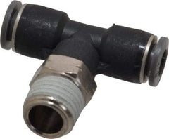 Norgren - 1/4" Tube OD, 1/4 NPTF Brass Push-to-Connect Tube Male Swivel Branch Tee - Tube to Male NPT Connection, 150 Max psi, Nitrile O-Ring, 0 to 175°F Working Temp - Industrial Tool & Supply