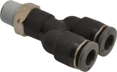 Norgren - 1/4" Tube OD, 1/8 NPTF Brass Push-to-Connect Tube Male Parallel Y - Tube to Male NPT Connection, 150 Max psi, Nitrile O-Ring, 0 to 175°F Working Temp - Industrial Tool & Supply