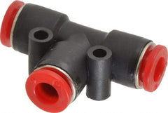 Norgren - 6mm Tube OD, Brass Push-to-Connect Tube Union Tee - Tube to Tube Connection, 150 Max psi, Nitrile O-Ring, 0 to 175°F Working Temp - Industrial Tool & Supply