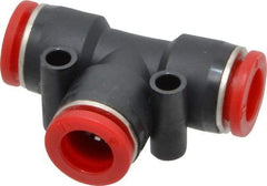 Norgren - 10mm Tube OD, Brass Push-to-Connect Tube Union Tee - Tube to Tube Connection, 150 Max psi, Nitrile O-Ring, 0 to 175°F Working Temp - Industrial Tool & Supply
