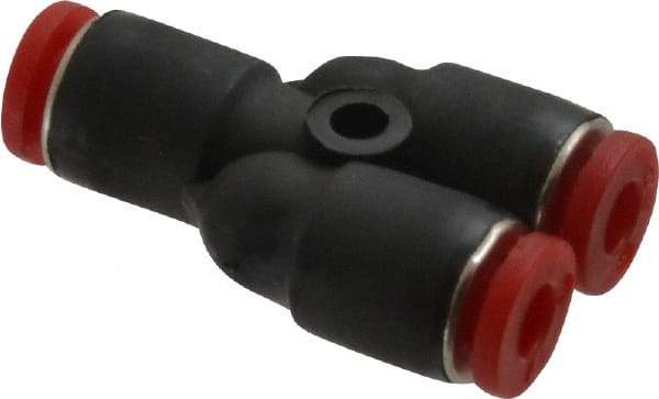 Norgren - 4mm Tube OD, Brass Push-to-Connect Tube Parallel Y - 150 Max psi, Tube to Tube Connection, Nitrile O-Ring, 0 to 175°F Working Temp - Industrial Tool & Supply