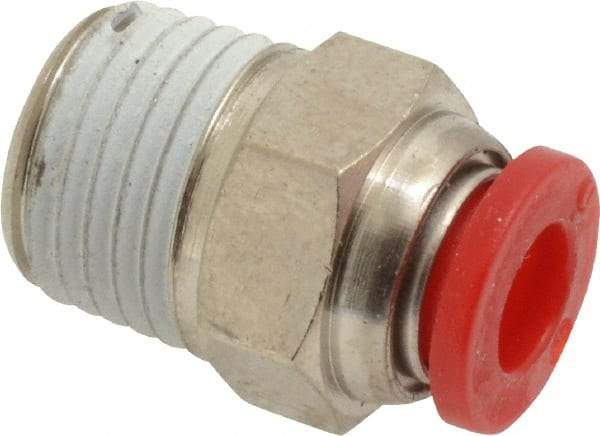 Norgren - 6mm Tube OD, 1/4 BSPT Brass Push-to-Connect Tube Male Connector - Tube to Male BSPT Connection, 150 Max psi, Nitrile O-Ring, 0 to 175°F Working Temp - Industrial Tool & Supply