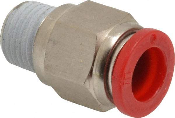 Norgren - 10mm Tube OD, 1/4 BSPT Brass Push-to-Connect Tube Male Connector - Tube to Male BSPT Connection, 150 Max psi, Nitrile O-Ring, 0 to 175°F Working Temp - Industrial Tool & Supply