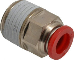Norgren - 10mm Tube OD, 1/2 BSPT Brass Push-to-Connect Tube Male Connector - Tube to Male BSPT Connection, 150 Max psi, Nitrile O-Ring, 0 to 175°F Working Temp - Industrial Tool & Supply
