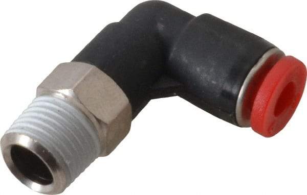 Norgren - 4mm Tube OD, 1/8 BSPT Brass Push-to-Connect Tube Male Swivel Elbow - Tube to Male BSPT Connection, 150 Max psi, Nitrile O-Ring, 0 to 175°F Working Temp - Industrial Tool & Supply