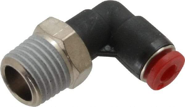 Norgren - 4mm Tube OD, 1/4 BSPT Brass Push-to-Connect Tube Male Swivel Elbow - Tube to Male BSPT Connection, 150 Max psi, Nitrile O-Ring, 0 to 175°F Working Temp - Industrial Tool & Supply