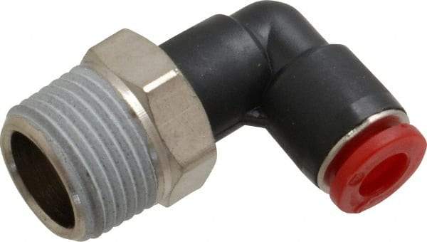 Norgren - 6mm Tube OD, 3/8 BSPT Brass Push-to-Connect Tube Male Swivel Elbow - Tube to Male BSPT Connection, 150 Max psi, Nitrile O-Ring, 0 to 175°F Working Temp - Industrial Tool & Supply