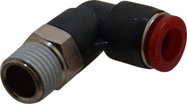 Norgren - 8mm Tube OD, 1/4 BSPT Brass Push-to-Connect Tube Male Swivel Elbow - Tube to Male BSPT Connection, 150 Max psi, Nitrile O-Ring, 0 to 175°F Working Temp - Industrial Tool & Supply