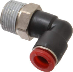 Norgren - 8mm Tube OD, 3/8 BSPT Brass Push-to-Connect Tube Male Swivel Elbow - Tube to Male BSPT Connection, 150 Max psi, Nitrile O-Ring, 0 to 175°F Working Temp - Industrial Tool & Supply
