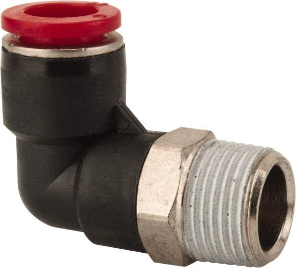 Norgren - 10mm Tube OD, 3/8 BSPT Brass Push-to-Connect Tube Male Swivel Elbow - Tube to Male BSPT Connection, 150 Max psi, Nitrile O-Ring, 0 to 175°F Working Temp - Industrial Tool & Supply