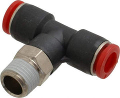 Norgren - 8mm Tube OD, 1/4 BSPT Brass Push-to-Connect Tube Male Swivel Branch Tee - Tube to Male BSPT Connection, 150 Max psi, Nitrile O-Ring, 0 to 175°F Working Temp - Industrial Tool & Supply