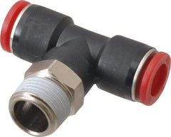 Norgren - 10mm Tube OD, 3/8 BSPT Brass Push-to-Connect Tube Male Swivel Branch Tee - Tube to Male BSPT Connection, 150 Max psi, Nitrile O-Ring, 0 to 175°F Working Temp - Industrial Tool & Supply