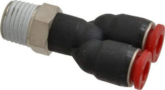 Norgren - 6mm Tube OD, 1/4 BSPT Brass Push-to-Connect Tube Male Parallel Y - Tube to Male BSPT Connection, 150 Max psi, Nitrile O-Ring, 0 to 175°F Working Temp - Industrial Tool & Supply