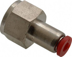 Norgren - 4mm Tube OD, 1/4 BSPP Brass Push-to-Connect Tube Female Connector - Tube to Female BSPP Connection, 150 Max psi, Nitrile O-Ring, 0 to 175°F Working Temp - Industrial Tool & Supply