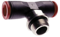 Norgren - 8mm Tube OD, 3/8 BSPP Brass Push-to-Connect Tube Male Swivel Branch Tee - Tube to Male BSPP Connection, 150 Max psi, Nitrile O-Ring, 0 to 175°F Working Temp - Industrial Tool & Supply