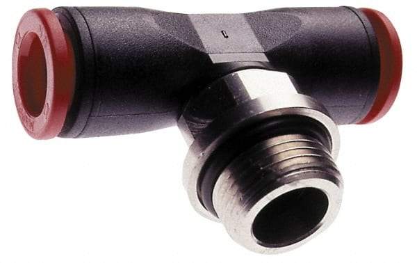 Norgren - 6mm Tube OD, 1/4 BSPP Brass Push-to-Connect Tube Male Swivel Branch Tee - Tube to Male BSPP Connection, 150 Max psi, Nitrile O-Ring, 0 to 175°F Working Temp - Industrial Tool & Supply