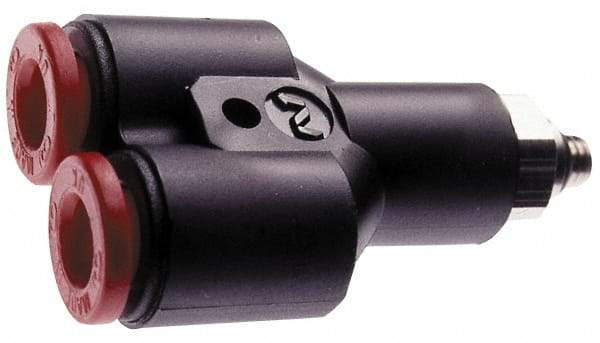 Norgren - 4mm Tube OD, M5 Metric Brass Push-to-Connect Tube Male Parallel Y - Tube to Metric Thread Connection, 150 Max psi, Nitrile O-Ring, 0 to 175°F Working Temp - Industrial Tool & Supply