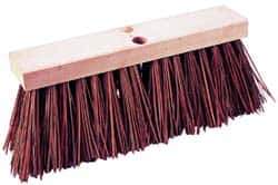 PRO-SOURCE - 14" Rough Surface Palmyra Push Broom - 6-1/4" Bristle Length, Wood Block, Tapered Handle Connection, Handle Sold Separately - Industrial Tool & Supply