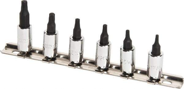Proto - 6 Piece 1/4" Drive Torx Bit Socket Set - T10 to T30 Torx - Industrial Tool & Supply