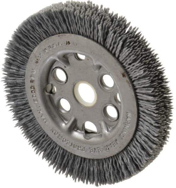 Anderson - 4-1/4" OD, 5/8" Arbor Hole, Crimped Nylon Wheel Brush - 7/16" Face Width - Industrial Tool & Supply