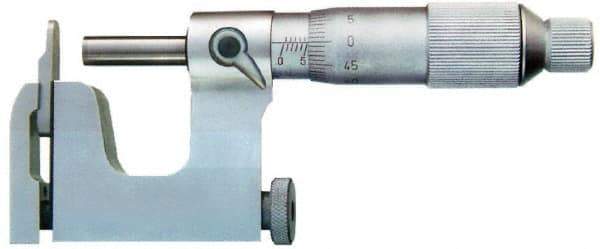 Value Collection - 25 to 50 mm Range, Carbide Face, Satin Chrome Coated, Mechanical Multi Anvil Micrometer - Friction Thimble, 0.01 mm Graduation, 0.0001 Inch Accuracy - Industrial Tool & Supply