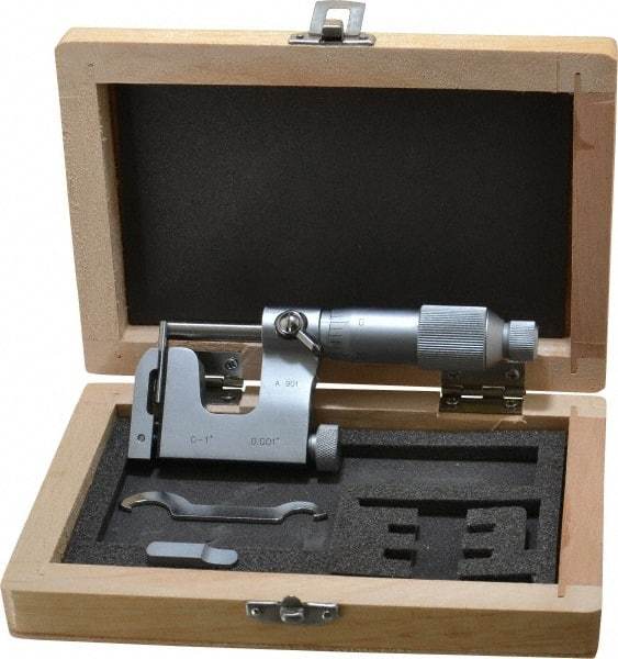 Value Collection - 0 to 1 Inch Range, Carbide Face, Satin Chrome Coated, Mechanical Multi Anvil Micrometer - Friction Thimble, 0.001 Inch Graduation, 0.0001 Inch Accuracy - Industrial Tool & Supply
