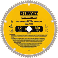 DeWALT - 12" Diam, 1" Arbor Hole Diam, 80 Tooth Wet & Dry Cut Saw Blade - Carbide-Tipped, General Purpose Action, Standard Round Arbor - Industrial Tool & Supply