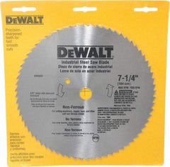 DeWALT - 7-1/4" Diam, 5/8" Arbor Hole Diam, 68 Tooth Wet & Dry Cut Saw Blade - Steel, Smooth Action, Standard Round Arbor - Industrial Tool & Supply
