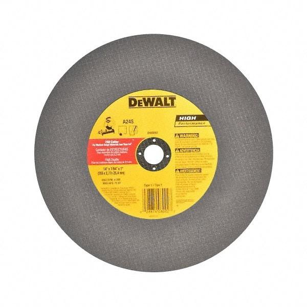 DeWALT - 14" Aluminum Oxide Cutoff Wheel - 7/64" Thick, 1" Arbor, 4,300 Max RPM, Use with Stationary Tools - Industrial Tool & Supply